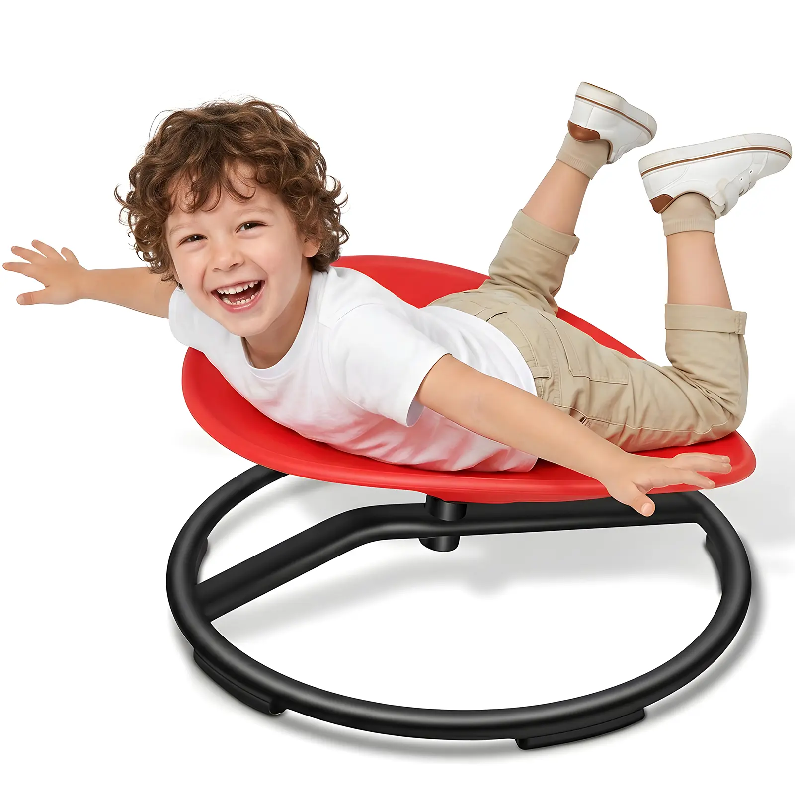 Spinning Chair for Autistic Kids - Sensory Swivel Seat with 220 lbs Weight Capacity & Non-Slip Base, Improves Balance & Coordination, Sit and Spin Sensory Toy for ADHD/Autism, Ages 3+ (Red))