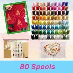 80 Spools Polyester Embroidery Machine Thread - Colors Compatible with Janome and Robison-Anton Colors Embroideryart Small Business New brothread Crafts Thread Set Embroidery gift ideas Sewing Thread  Mercerized Multi-Purpose Cotton Threads