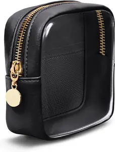 Makeup Bag for Purse Mini Make up Cute Cosmetic Bag Pouch for Women with Slip-in Pockets Travel Toiletry Essentials Eco Vegan Leather Organizer Bags(Patent Pending)