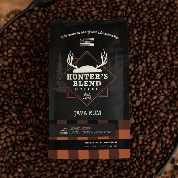 Hunter’s Blend Java Rum (Medium Roast & Flavored) Caramel Vanilla Smooth Roast 100% Arabica | 12oz | Whole Bean or Ground