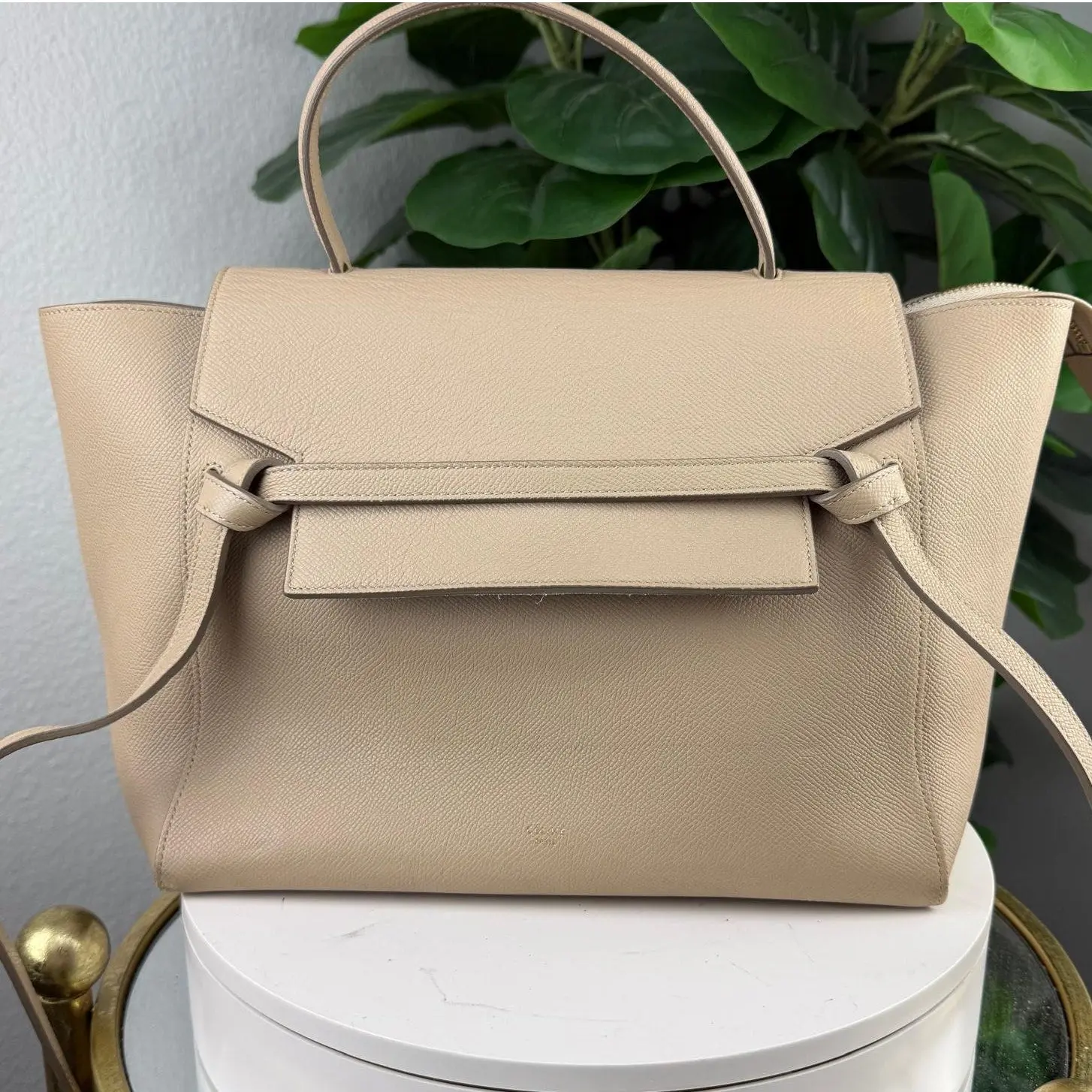 Pre-owned leather Belt bags Authentic Celine Mini Top Handle Belt Bag Compact Small Goods, Zipper Closure, Removable Shoulder Strap, Spacious Interior, Stylish Practical Everyday Use, Certificate of Authenticity Included