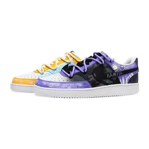 Nike Court Vision Custom Sneakers for Women: Low-Top Graffiti Style with Anti-Slip Design in Yellow and Purple Trending Shoes, House White Official Shoes to Get / Maison Mihara