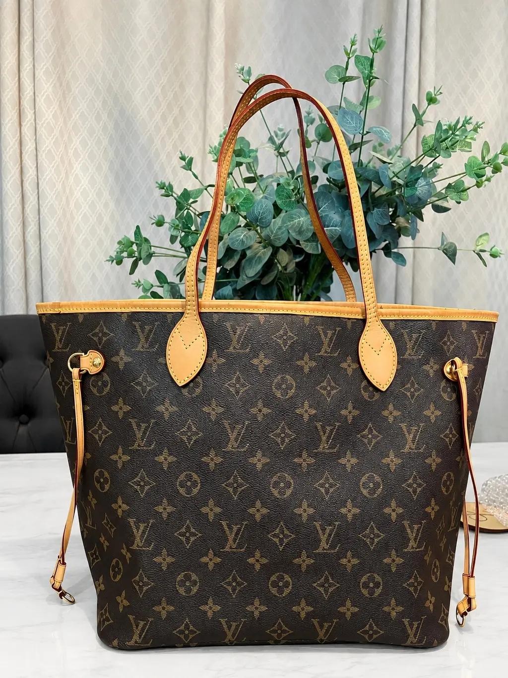 Pre-owned Louis Vuitton Canvas Tote bags Monogram Coated Neverfull Tote MM