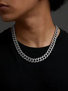 Elegant Zirconia-Embellished Cuban Chain Necklace, Unisex Fashion Jewelry, High-Quality Sparkling Accessory for Daily & Special Occasions, Cuban Link Chain, Cuban Necklaces