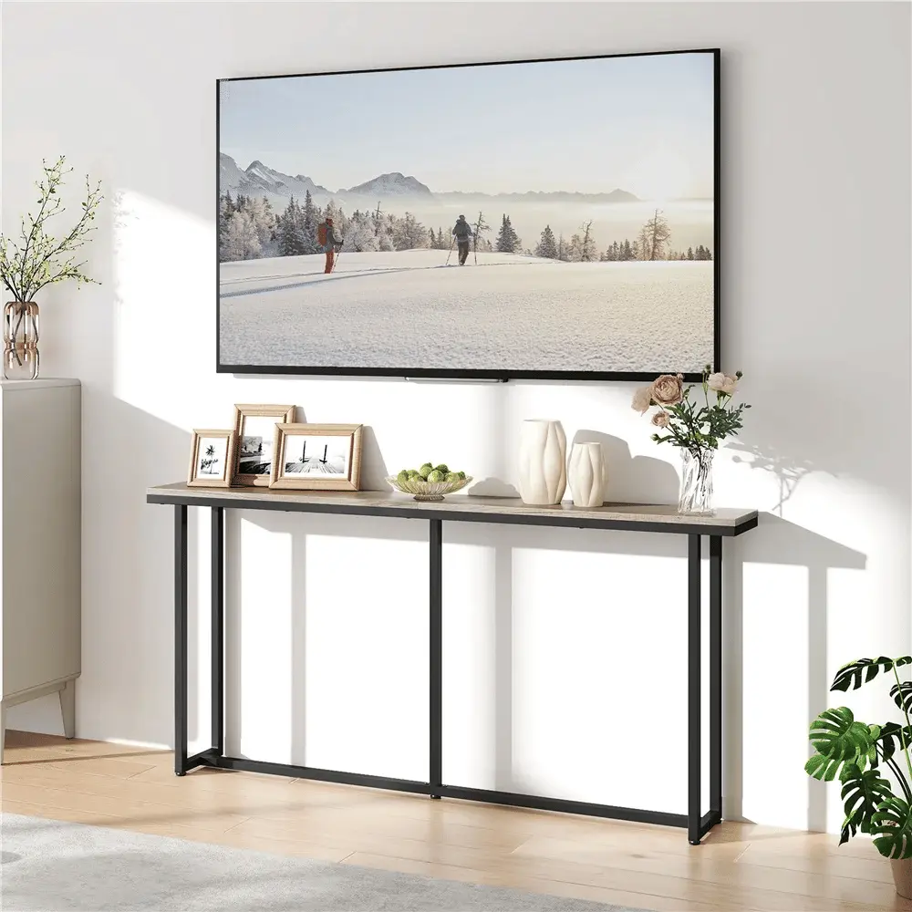 Gray 71-in Extended Console Table - Indoor Living Room, Hallway Furniture