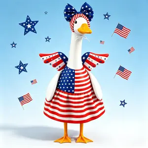 4th of July Patriotic Porch Goose Outfit - 23 Inch Lawn Statue Costume | US Independence Day Memorial Day 250th Anniversary Garden Patio Decoration (Goose Not Included)