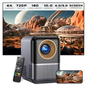 Portable Projector with 720P Full HD Resolution, 180 Lumens, Electric Keystone Correction, WiFi, Bluetooth 4.0/5.0, Outdoor Compatible, HDMI, 2 USB Ports, DC Port, Hdmi Ports, Keystone Fix