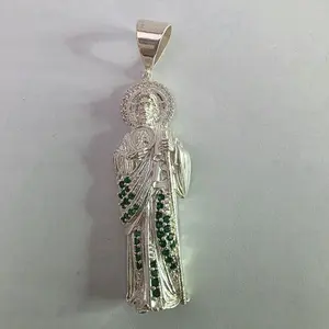 St. Patrick's Day Pendant with Green Accents and Silver Finish