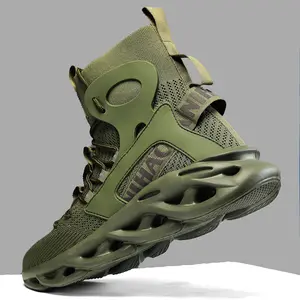 Men's Top Shock Absorption Type Shoes, Breathable Lace Up Non-Shoes Jogging Walking