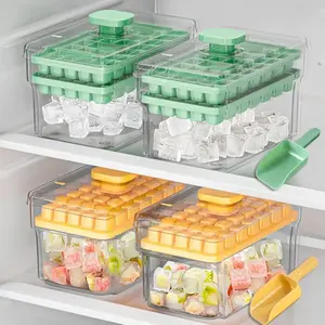 Summer savior: ice tray with lid and ice storage box, can make 68 ice cubes, easy to remove the ice cubes with a simple press.Perfect for holiday parties