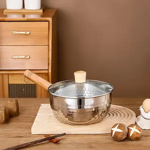 1 Piece Set Healthy Non-Coated Yukihira Pan, Stainless Steel Pot with Hammered Texture, Dual Pour Spouts for Drip-Free Pouring, Ideal for Soups and Noodles, Cookware