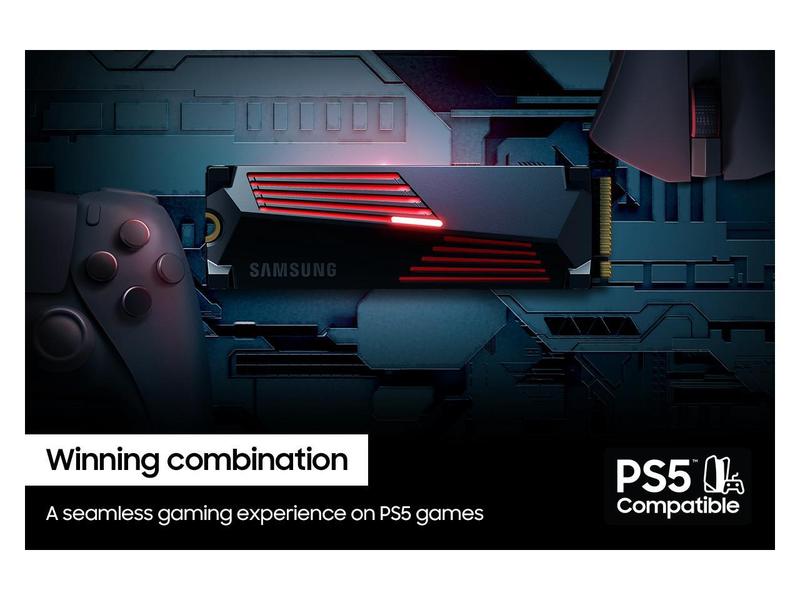 SAMSUNG SSD 990 PRO with Heatsink 2TB, PCIe 4.0, Sew. Read Speeds Up-to 7,450MB/s, Compatible with PlayStation®5 (MZ-V9P2T0CW)