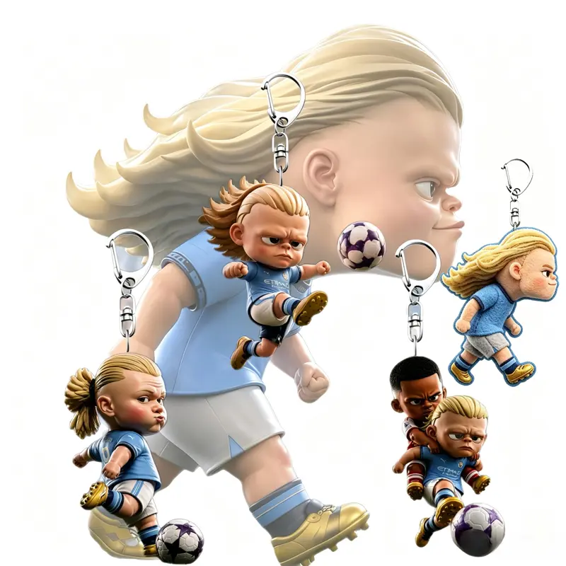 4PCS Anime Style Cute Soccer Acrylic Keychain - Cartoon Football Bag Charm, Kawaii Pendant Gift for Keys & Backpack
