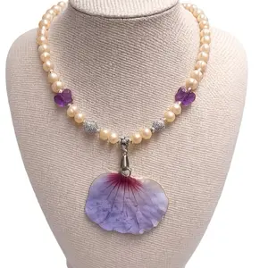 Celestone Natural Freshwater Cultured Peral Beads with real flower petal, carefully preserved and coated,
