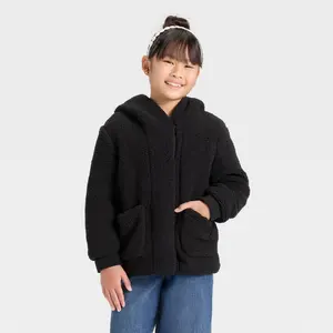 Girls' Faux Shearling Jacket - Cat & Jack Black S