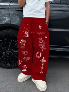 Comfortable Fabric, Multiple Colors Available, Unique Gothic Print, Geometric, Loose Fit, Street Style, Perfect for Casual Wear & Parties, Pants