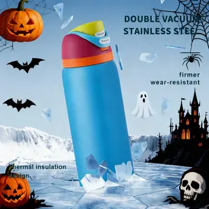 OwaIaDouble Drink stainless steel outdoor sports water bottle, One hand press Open Cap Sports Water Bottle - double insulated 100% leak proof vacuum bottle, frosted non-slip travel Cup-Large capacity 32oz/945ml -Drinkware Flasks Tumbler Mug -sky blue