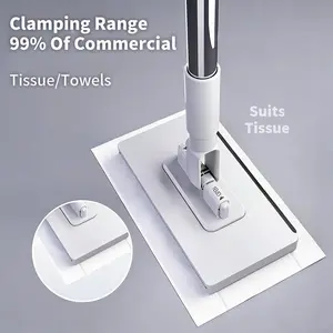 Automatic Hand-Free Mop System with Single-Click Fabric Change, Heavy-Duty Abs Structure, Space-Saving Design, Ideal for Kitchen & Bathroom, Lightweight Flat Mop