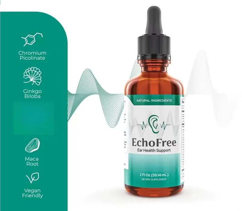 EchoFree-100%Natural-20-in-1 Liquid Formulafor Ear Welness-With Chromium Picolinate, Ginkgo Biloba&GABA-Sugar-Free, Vegan, Non.GMO-Daily Support for Quiet Focus & Clarity-2Droppers/Day