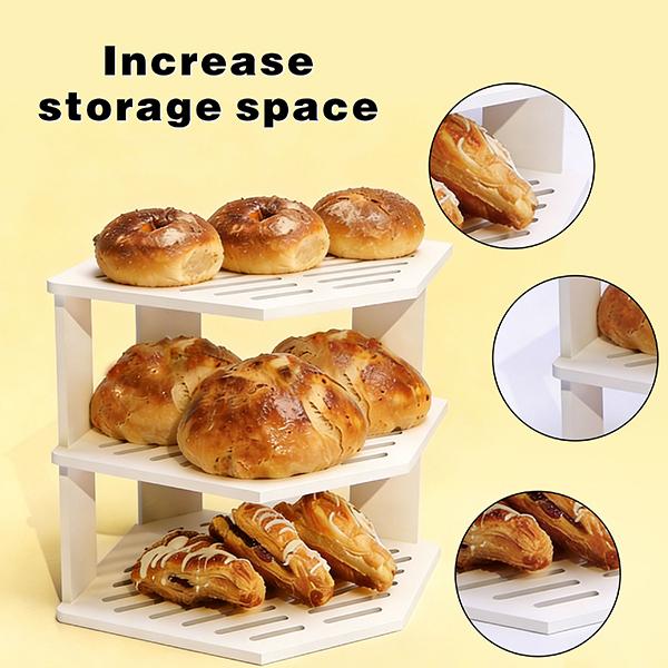 Multi-layer Corner Storage Rack Triangular Fan-shaped Shelf Drill-free Kitchen Cookware & Tableware Organizer Wall Mounted Dual Hat Design
