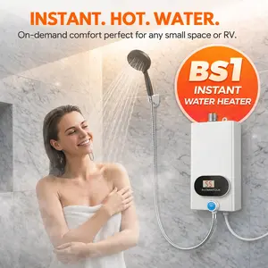 3500W Electric Tankless Water Heater Shower Head Set with LCD Display, Instant Hot Water, Easy Installation for Bathroom, Kitchen & RV (White)