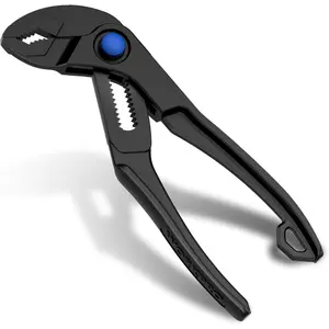 Mini Water Pump Pliers, 4-Inch Groove Joint Pliers,  Adjustable Tongue and Groove Pliers with 15-Position Push-Lock, V-Jaw for Multi-Surface Grip, Ideal for Tight Spaces and Versatile Use