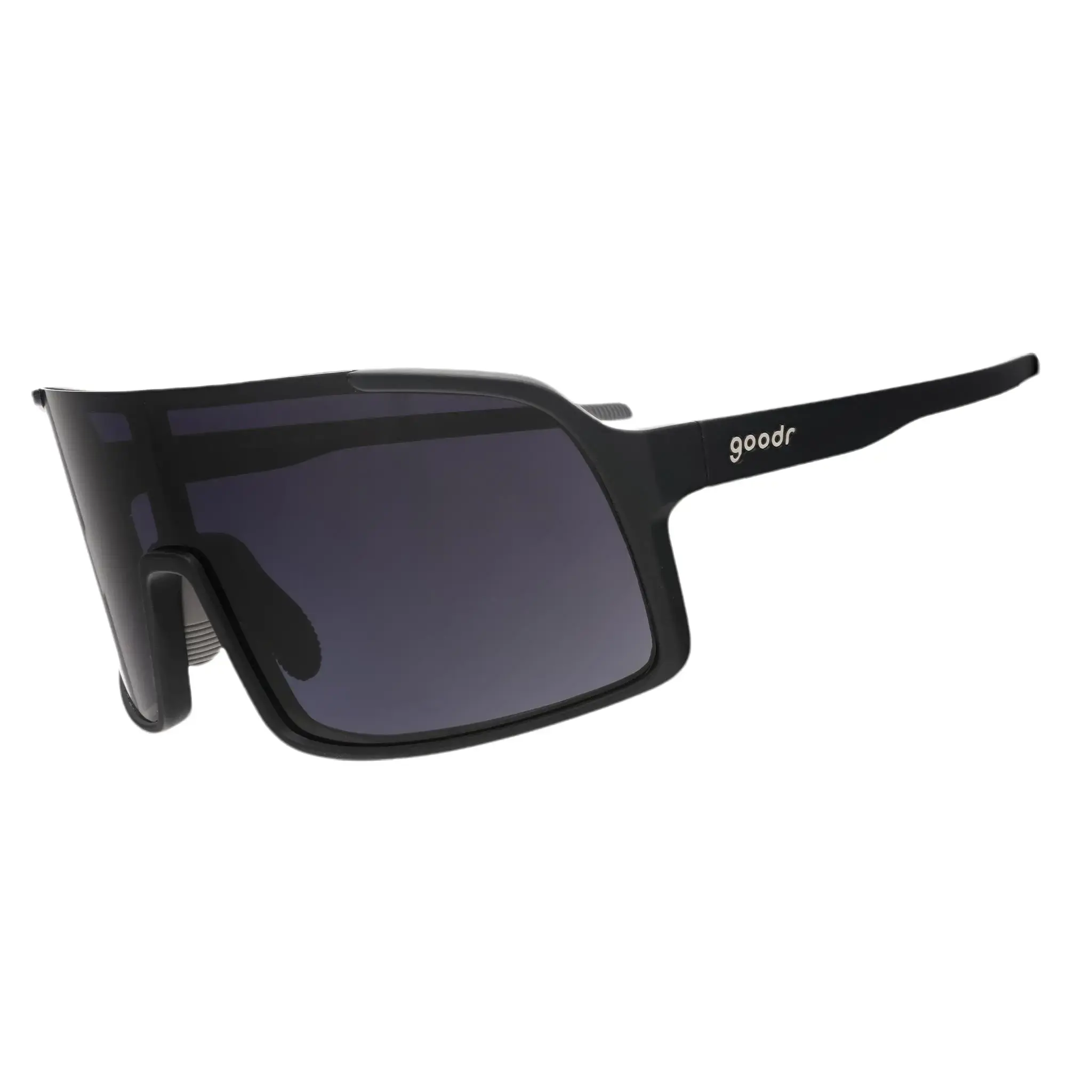 goodr My Sweat Has an Octane Rating Large Size (Astro G) Solid Black Frame with Black Lens, UV400, No Slip No Bounce No Tangle