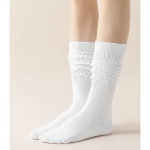 6PCS Women Men's Scrunch Crew Socks, Slouchy Mid Calf Boot Socks, Slouch Socks