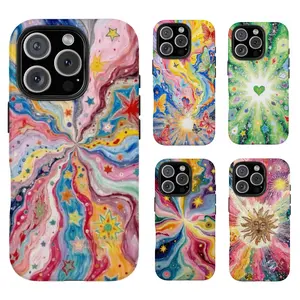 Psychedelic Starburst Cas Y2K Style Tough Phone Case, Psychedelic Cosmic Swirl Vintage Must have Phone Case For Iphone 17, 16, 15, 14, 13, 12, Samsung Galaxy S22,S23,S24,S25 Gift For Halloween, Best Phone case
