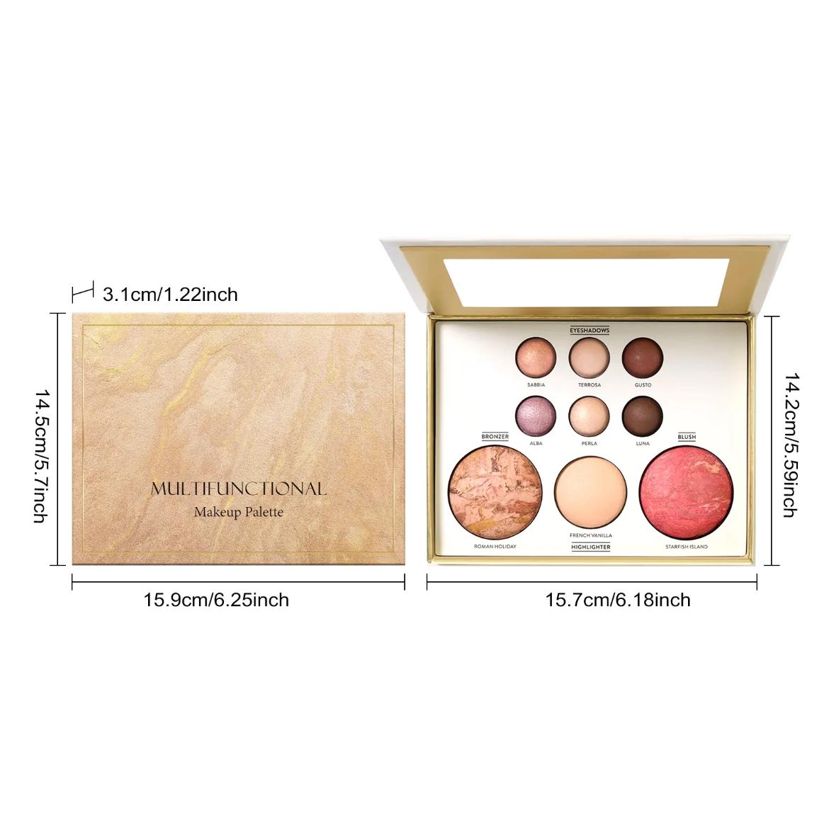 Holiday Baked Starter-Full Face Makeup Palette,Luxury Multi-Use Makeup Palette with Eyeshadow,Contour,Blush,Highlighter,Perfect Gift for Loved Ones,rearranging palette,moving eyeshadow,Highly Pigmented Palette,Baked Tan,Baked Starter Kit Cosmetic