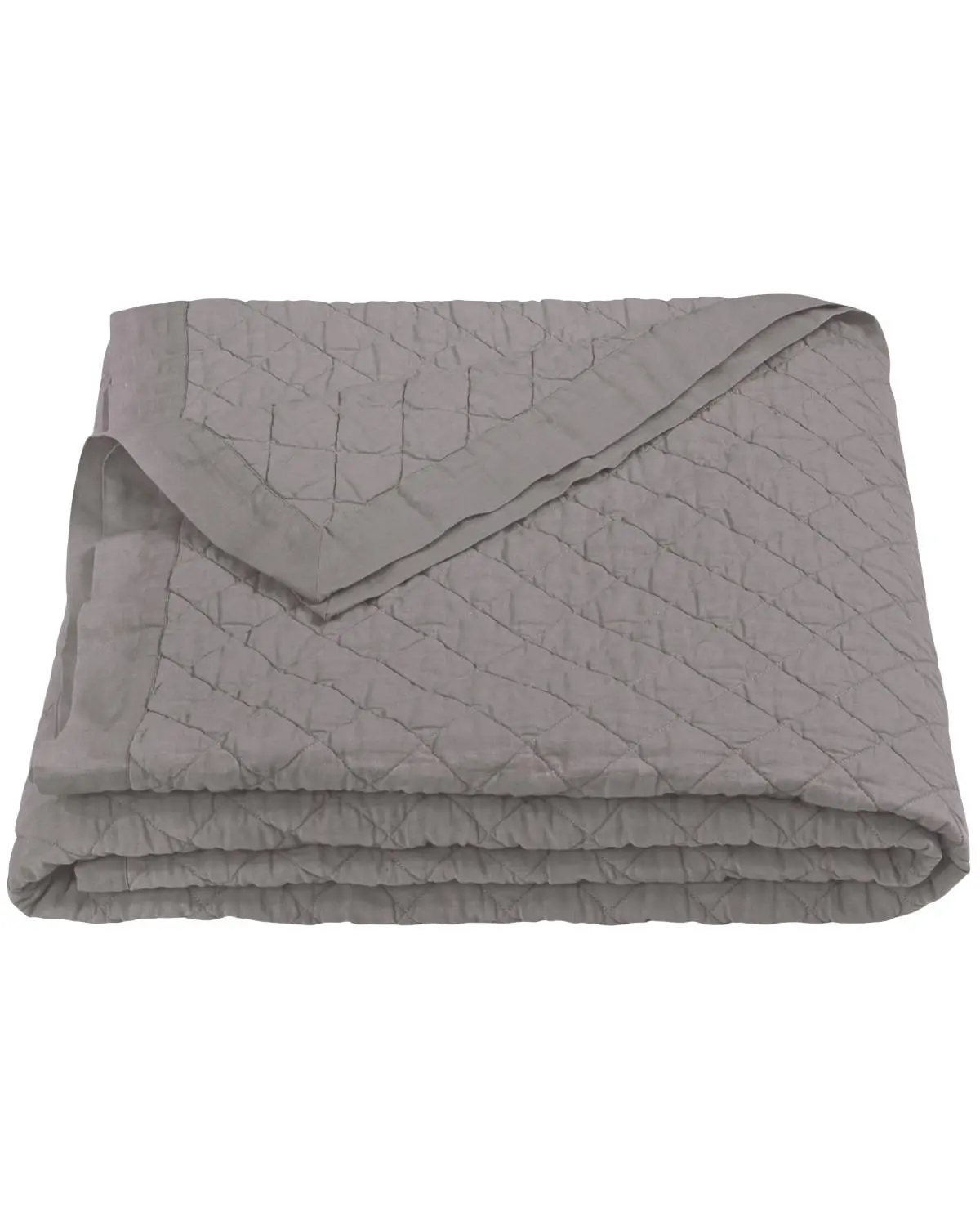Hiend Accents Unisex Diamond Pattern Linen King Quilt - Fb6100-Kg-Gy