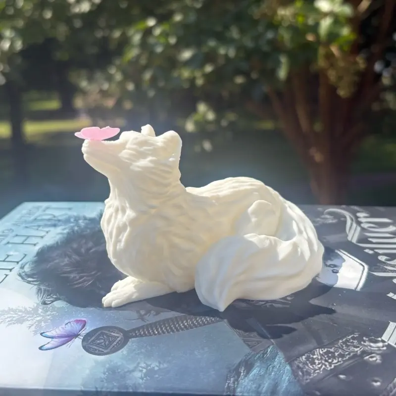 White fox shelf decor
