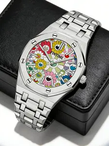 Men's Stainless Steel Quartz Watch, Analog Display, Date Function, Waterproof Design, Casual Style, Youth Trend Gift, Box Packaging