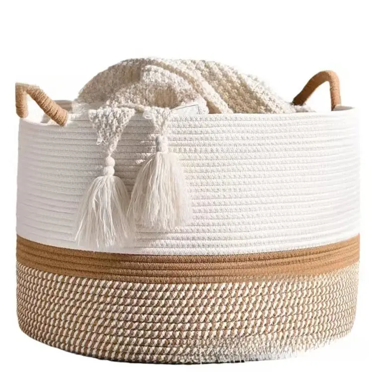 Cotton rope dirty clothes basket Household large cotton thread storage basket Miscellaneous basket Baby toys organizing storage basket