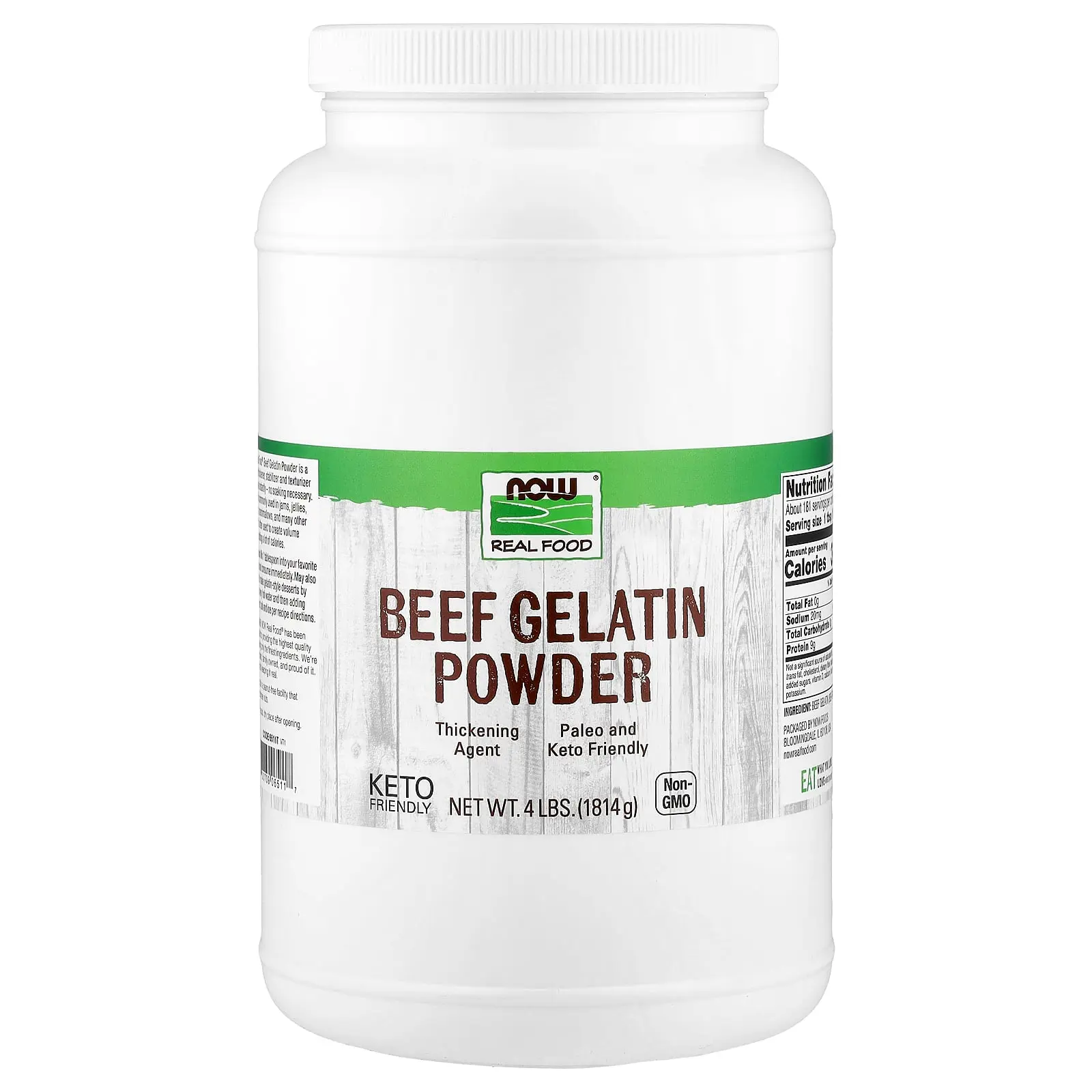 NOW Foods Real Food, Beef Gelatin Powder, 4 lbs (1,814 g) NOW Foods Real Food, Beef Gelatin Powder, 4 lbs (1,814 g)