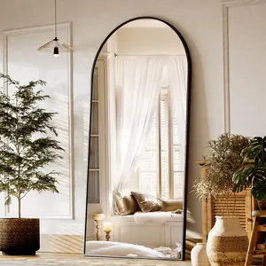 BEAUTYPEAK 64"x21" Arch Floor Mirror, Full Length Wall Hanging or Leaning Arched-Top Full Body Mirror with Stand for Bedroom, Dressing Room, Gold