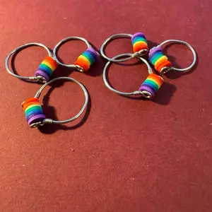 Handmade Copper Pride Rings with Rainbow Beads for LGBTQ+ Pride Jewelry