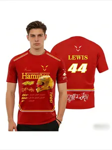 2026 New Race Car Driver No. 44 Lewis Hamilton Fan 3D Printed T-shirt Top for Men and Women Summer Casual Short Sleeved Shirt