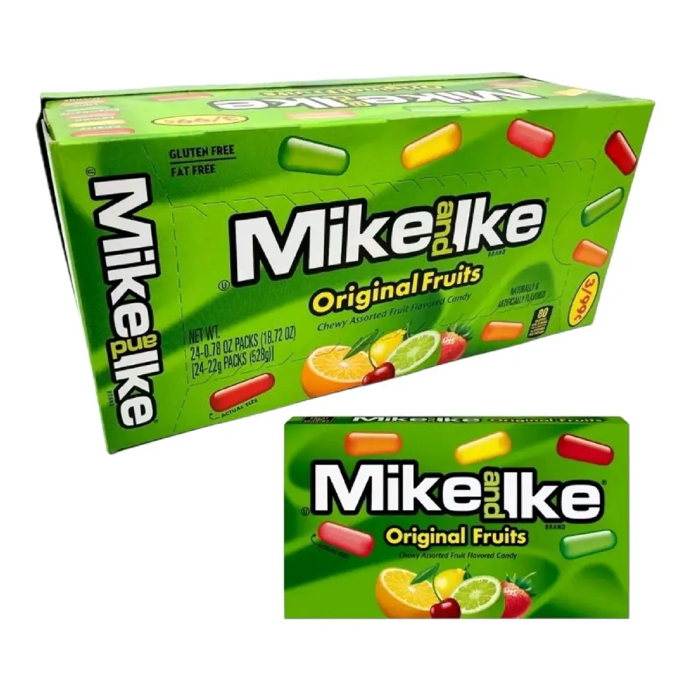 Mike & Ike Original Fruits Candy Pack of 24 Boxes 0.78 Ounce Each Gluten Free Sweet Snack Bonbon Chewy Fruit Bite