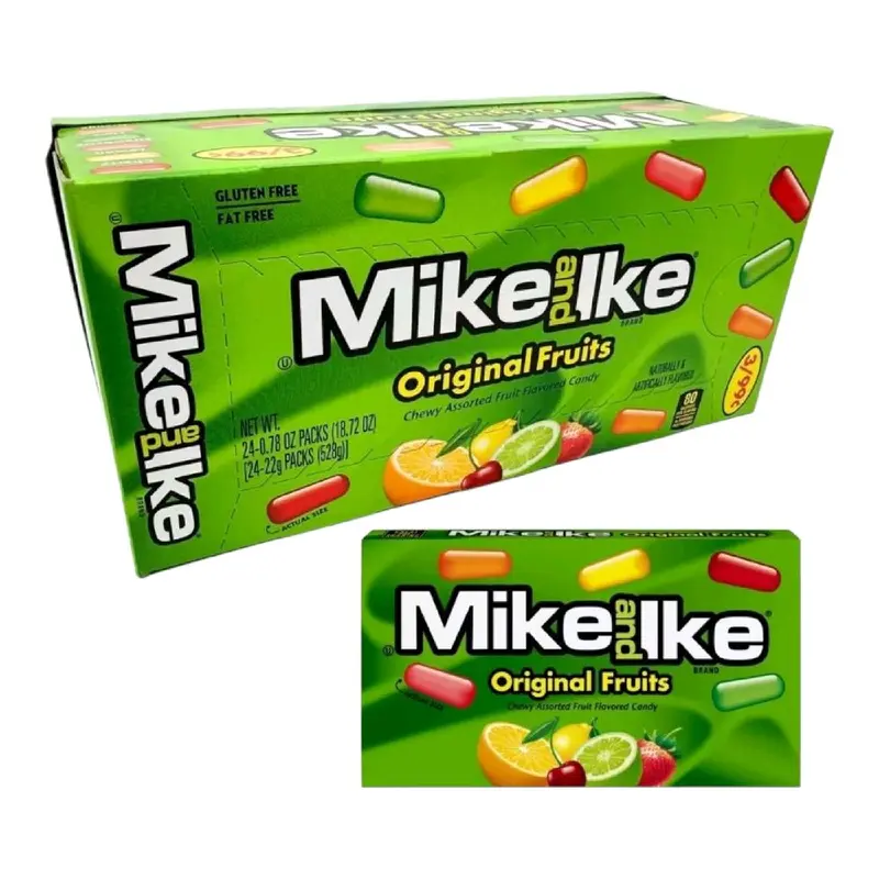 Mike & Ike Original Fruits Candy Pack of 24 Boxes - 0.78 Ounce Each, Gluten Free, Sweet Snack - Bonbon