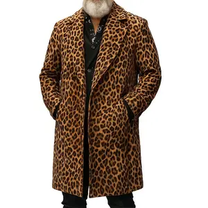 Men's Leopard Print Long Coat – Bold Winter Statement Overcoat