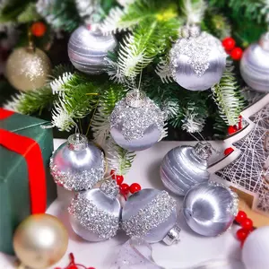 Christmas Decoration Champagne Christmas Balls Set, Luxury Shatterproof Tree Ornaments, Satin Glitter Light Bulbs, 12 Pieces