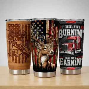 SANDJEST Hunting Collection 20oz Coffee Tumbler with Lid, Stainless Steel Insulated Drinkware, Portable Travel Mug, Father’s Day Gift for Men Him Dad