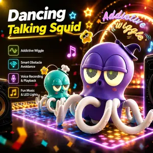 Viral Talking Dancing Squid Toy - Mimicking & Repeating What You Say - Musical Interactive Wiggling Toddler Toys with LED Lights - Sensory Tummy Time Montessori Early Development Gift for Newborn Baby 0-6-12 Months 1 2 3+ Year Old Boys Girls colorful