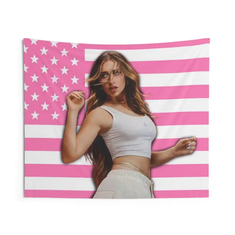 T. McRae Rectangular American Flag Tapestry - Actress Wall Art, Modern Room Decor for TV Show Fans, Modern Decor, Actress Print