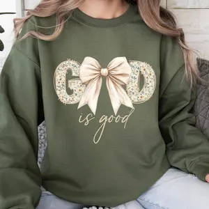 God Is Good Floral Sweatshirt, Christian Easter Faith Apparel, Bible Verse Flower Outfit, Aesthetic Religious, Cotton, Short Sleeve, Unisex, Comfortable