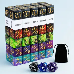 63PCS MTG Dice Counters Set – Ability Keywords Tokens, Shield & Life Counters, 6-Sided Dice for Magic The Gathering & TCG Card Games