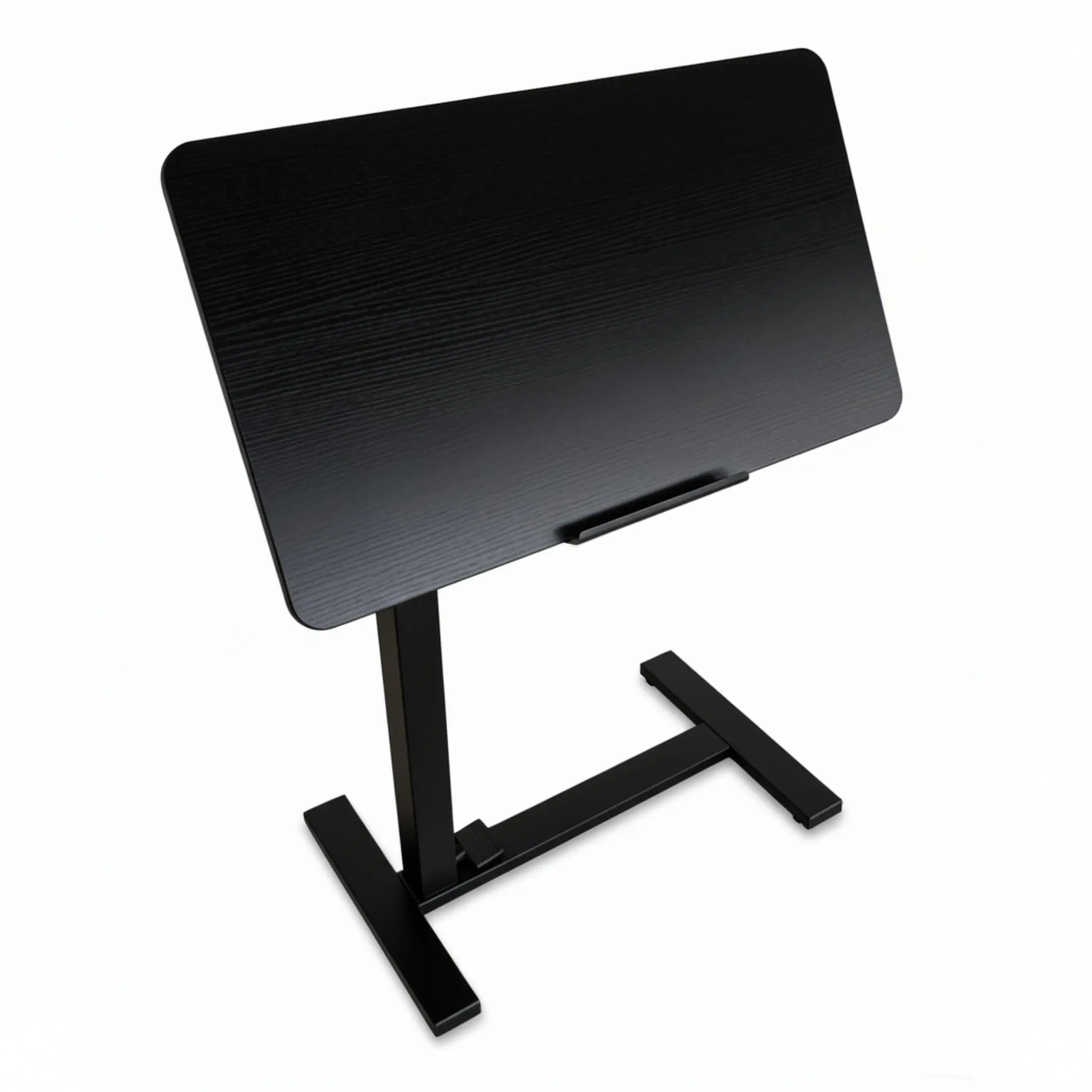 Mobile Standing Desk Pneumatic Lift One Hand Laptop Cart Height Adjustable Computer Cart For Bed Couch Sofa Office 360 Swivel Hidden Casters Silent Mobility Waterproof Scratch Resistant Surface