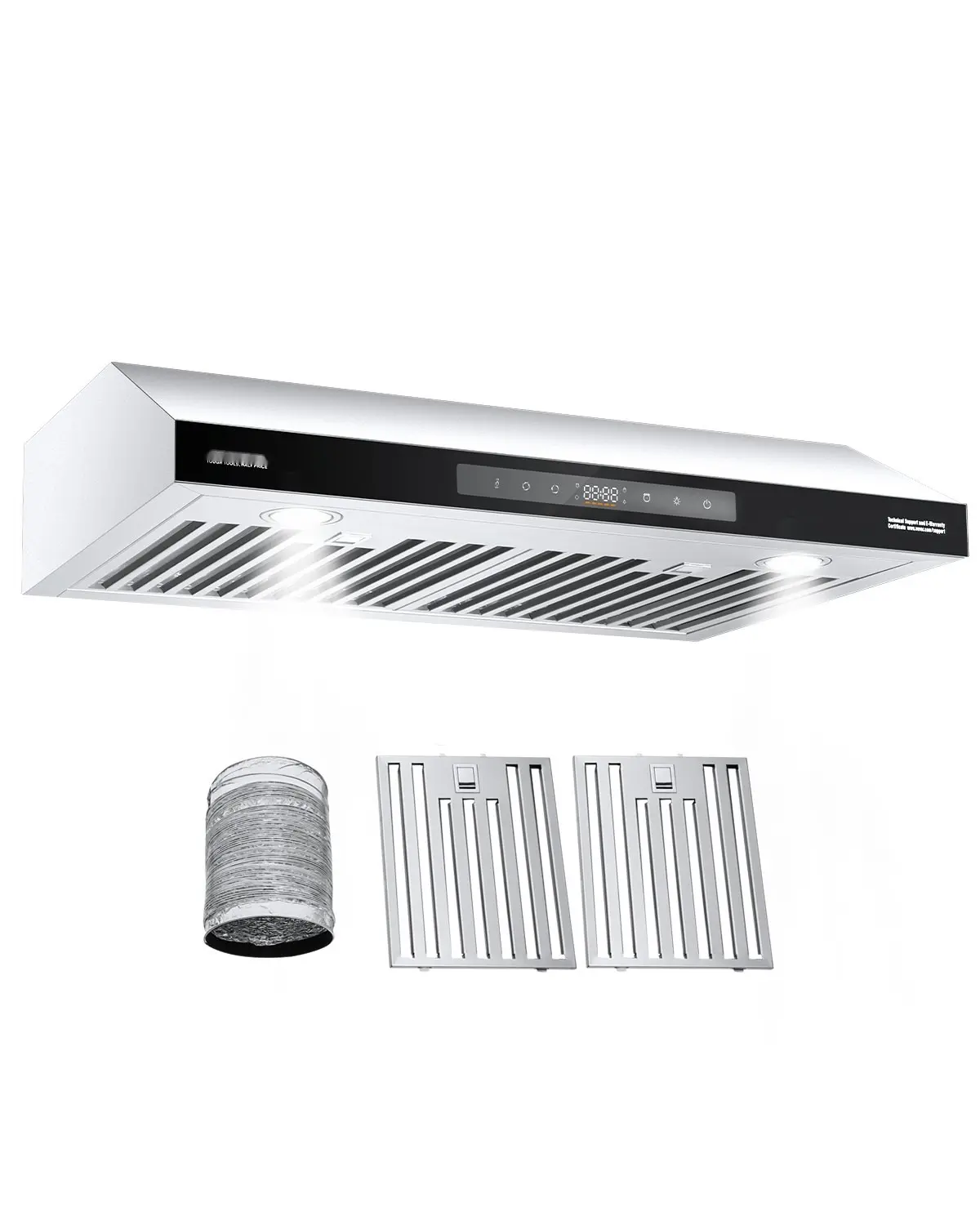 30-Inch Under-Cabinet Range Hood With 900 CFM Peak Airflow, Gesture And Touch Control, Quiet Stainless Steel Kitchen Exhaust Fan, Ducted Venting, Easy Installation And Efficient Filtration