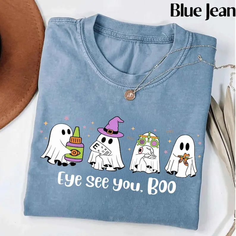 Cute Ghost Optometry Halloween Shirt, Eye Doctor Tee Ophthalmologist,Office Team Top